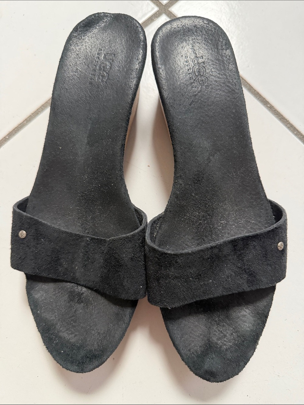 UGG Black Suede Slide Mules